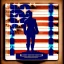 Placeholder: The text "Bolivar appreciates its veterans" with some blue stars and an American flag and a silhouette of a soldier. None of the components of the image should look plastic.