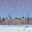 Placeholder: Stockholm in snow painted by outsider artist