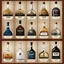 Placeholder: a study of shapes and labels for bottles of "Saundy the Saurian Brandy" in view of new Star Trek advertising campaigns