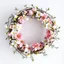 Placeholder: A hyper-realistic photograph of spring flowers and willow branches arranged in a wreath, top view composition, natural and soft mood, photorealistic style, macro photography, spring nature background, diffused natural lighting, pastel and fresh tones, ultra high resolution --ar 16:9