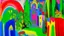 Placeholder: A rainbow demented castle in a warped realm painted by Henri Matisse
