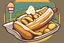 Placeholder: corndog, with a bite taken out, clean vector style, bold outline