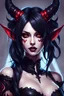 Placeholder: create a female succubus, goth, anime, demon, highly detailed and sharply defined feminine features, do not cut off top of image