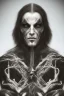 Placeholder: Symmetric portrait of a man with black metal facepaint , looking like Seth Siro Anton from Septicflesh