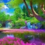 Placeholder: enchanted forest, blue lake,delicate flowers, cascades, full of details, smooth, bright sunshine，soft light atmosphere, light effect，vaporwave colorful, concept art, smooth, extremely sharp detail, finely tuned detail, ultra high definition, 8 k, unreal engine 5, ultra sharp focus