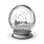 Placeholder: Drawin crystal ball chirsmas. Black and white , WHITE BACKGROUND ,DIFFERENT VIEW.