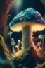 Placeholder: fungoid portrait in fungus garden, glowing pixies, hi detail, 4k, clear focus, depth of field, color correction, studio quality, backlight