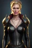 Placeholder: Cersei Lannister as evil queen in black leather, busty, cleavage, curvy, lena headay, angry, stern look. character design by cory loftis, fenghua zhong, ryohei hase, ismail inceoglu and ruan jia. unreal engine 5, artistic lighting, highly detailed, photorealistic, fantasy