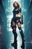 Placeholder: Full body image of a army cyberpunk cyborg beautiful Taylor Swift,good body,lighting background