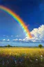 Placeholder: Rare circumhorizontal arc (also known as fire rainbow) caused by small water droplets individually scattering light; Lowbrow Post-Impressionism