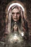 Placeholder: The Virgin Mary, cry in the dark, blood, darkness, Outlast, photorealistic illustration, 8k