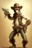 Placeholder: A three-armed monkey cowboy with 2 guns