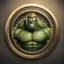 Placeholder: hulk logo animated inside a golden medalion