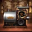 Placeholder: movie projector in steampunk style 18th century photo realistic