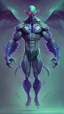 Placeholder: super villain evil alien, full body, muscular, bio-tech, flying