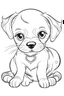 Placeholder: outline art for Puppy (Dog) coloring pages with sitch, white background, Sketch style, full body, only use outline, toddlers style, clean line art, white background, no shadows and clear and well outlined.