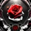 Placeholder: Crack Skull and red rose, marble texture, dark, fantasy art, shallow depth of field, macro lens, unreal engine 5, hyper detailed,8k, HDR, hyperphotorealistic, bone, set in fire