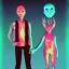 Placeholder: Boy alien and girl alien surrealism psychedelic