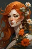 Placeholder: Eladrin with copper hair with flowers in it