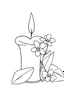 Placeholder: outline art for square Heart Candle Plumeria coloring page for kids, classic manga style, anime style, realistic modern cartoon style, white background, sketch style, only use outline, clean line art, no shadows, clear and well outlined