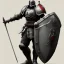 Placeholder: franz frazetta style, knight with sword and shield, dark soul like