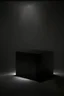 Placeholder: A mockup of a box, rectangular beam shaped, dark background, dark setting, semi dark studio