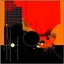 Placeholder: diffused cosmic conspiracies, abstract art, pinpoint dark light clusters, by Graham Sutherland and Victor Pasmore, silkscreened mind-bending illustration, asymmetric, cigarette burn textures, warm orange and black colors