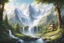 Placeholder: Illustrate a breathtaking landscape featuring towering snow-capped mountains, lush green valleys, and cascading waterfalls.