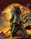 Placeholder: Gato Samurai cuerpo completo arte vectores hiperdetallado colores contrastantes cinematográfico cielo soleado 8k