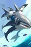 Placeholder: a picture of a shark that is flying in the air, cyborg whale, anno 2070, modern mecha anime, aeromorph, stunning sci-fi concept art, male robotic anthro orca, robotic anthro dolphin, cgsociety ), mecha anthropomorphic penguin, from arknights, cool mecha style, futuristic art style, mecha art