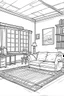 Placeholder: Outline art, simpl House interior design, sofa chair, cartoon style, thick lines, low details, --ar 9:11