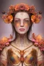 Placeholder: upper bust portrait, the queen of butterflies, coloured paint like butterfly wings on face in symmetrical pattern, intricate metal work crown, extremely detailed clothing, in a field of roses, 8k resolution concept art, dynamic lighting, intricately detailed, hyperdetailed, beautiful, ethereal, elegant, golden hour, (butterfly), gothic