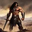 Placeholder: In the desolate steppe, Conan stands tall, Fierce eyes blazing, his grip tight on a warhammer's thrall. His hair wild, the wind whipping through, A warrior's gaze, piercing and true. Muscles honed by battles fought, Scars etched on his face, lessons hard-wrought. Warhammer gleaming, a weapon of might, Conan embodies strength, a force to ignite. Defiance and resilience in his every stance, A symbol of justice, ready to advance. With untamed power and unwavering will, Conan's legend grows, his des