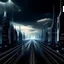 Placeholder: dark futuristic city. roads in the sky.