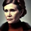 Placeholder: actress carrie fisher with short hair, fur coat, 17th century, dark setting, insanely detailed, 16k resolution, perfect eyes, round pupil, cinematic smooth, intricate detail, painted Renaissance style