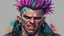 Placeholder: multicolored background, drawing, punk hooligan man, tattoo, high resolution, Artstation trends, fine details, 8K