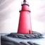 Placeholder: A pastel pencil drawing of the red lighthouse Utsira Lighthouse in Norway