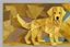 Placeholder: style of paul klee Golden retriever dog