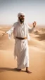 Placeholder: An Arab man in the desert, insulting and mocking some men