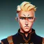 Placeholder: blond man samurai with cyber body and braid