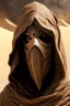 Placeholder: wizard mask light brown hood desert armor smoke knight scimitar warrior