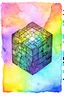 Placeholder: Faith in the unseen; Cubic Surrealism; Ink with a pastel rainbow watercolor palette