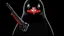 Placeholder: penguin with a gun | black background | red eyes