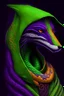 Placeholder: green serpent, purple serpent, hooded orange fox