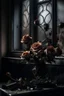 Placeholder: Image of burnt roses in a dystopian apartement