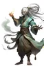 Placeholder: Air genasi from dnd with ashesen skin and asian flowing hair herematerial smoke Monk attire with ash giant