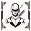 Placeholder: A sleek logo of a robot holding a quill featuring a modern abstract design, monochrome style, contemporary aesthetic, transparent background