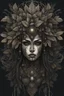 Placeholder: portrait vantblack pouring Acrylic an cyberpunk shaman woman extremely textured botanical-metal faced portrait with a voidcore metal gothica headdress with metallic filigree gothica ornaments around onix stones mineral stone metallic watercolour an black ink filigree silver voidcore shamanism foral ornaments plants and tree branches black ink on half face masque gothica filigree voidcore athmospheric organic bio spiral ökoart creepy stunning