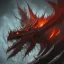 Placeholder: Tête,dragon,dragon noir et rouge, crache feu, 4k