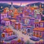 Placeholder: A light purple Day of the Dead themed town designed in Mexican folk art painted by Zhang Lu